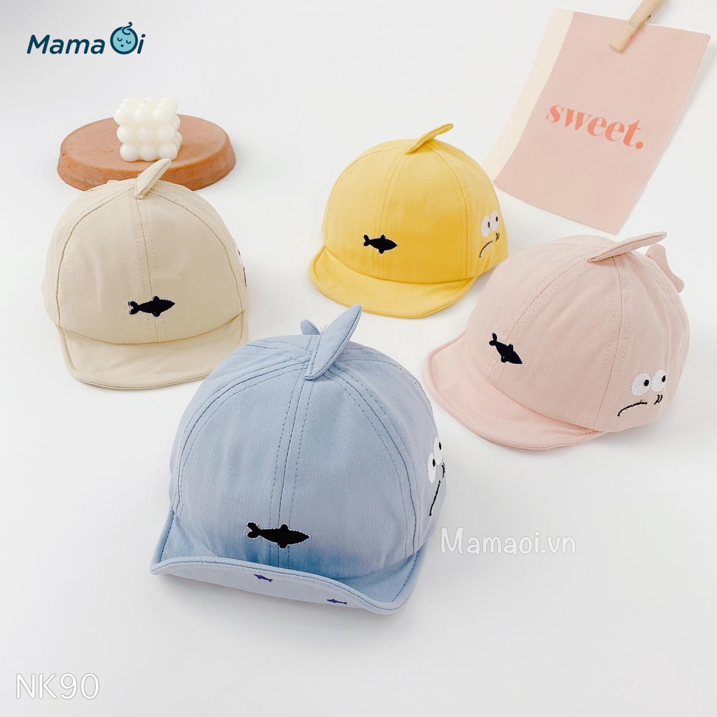 NÓN KẾT LƯỠI TRAI HÌNH CÁ MẬP NHỎ CHẤT LIỆU COTTON CHO BÉ TỪ  3-12 THÁNG CỦA MAMAOI - THỜI TRANG CHO BÉ