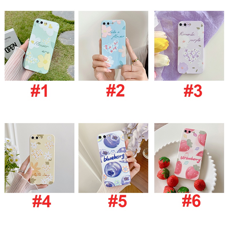 Flowers Blueberry Soft Silicone Phone Case For iPhone 6 6s 6s Plus 6s Plus 7 8 7 Plus 8 Plus iPhone 11 iPhone 12 iPhone 13 Straight Edge Ultra Thin Back Cover