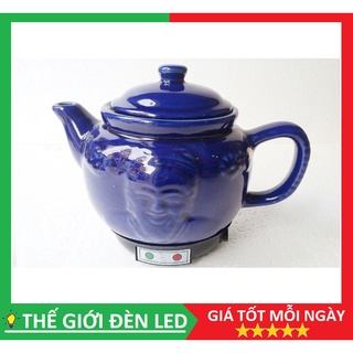 Ấm nấu thuốc xanh 2.6 lít, sứ tráng men.