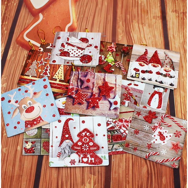 Set 10 Thiệp Trang trí Cây Thông, Trang Trí Noel Giáng Sinh