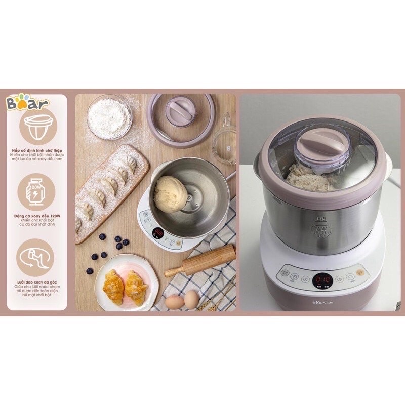 Máy trộn bột BEAR tự động - Máy nhồi bột - Dung tích 3,5L , 5L - Bảo hành chính hãng 18 tháng