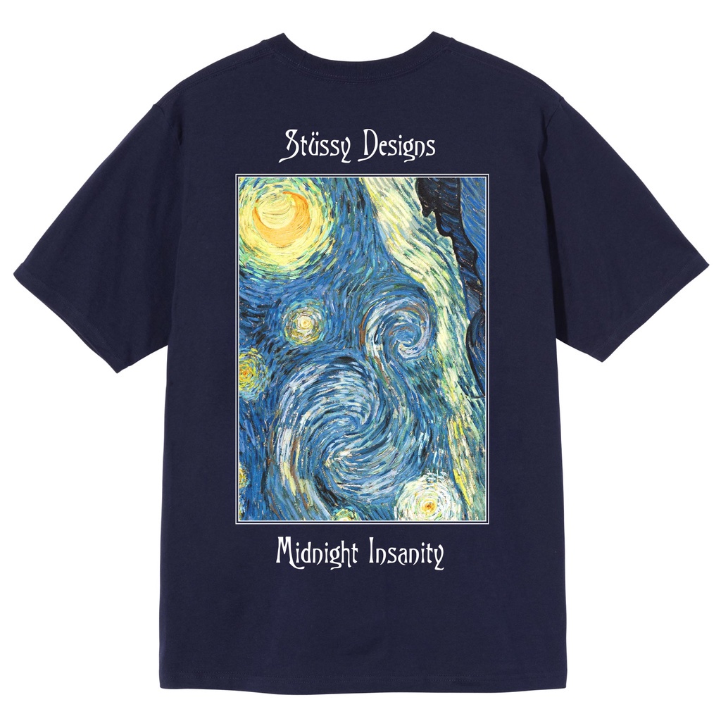 STUSSY Áo Thun Tay Ngắn In Họa Tiết Tranh Van Gogh Độc Đáo