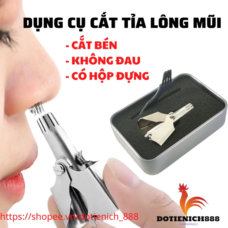 Dụng cụ cắt tỉa lông mũi bằng tay  chất liệu thép không gỉ, kéo cắt lông mũi không đau có hộp đựng và cọ vệ sinh