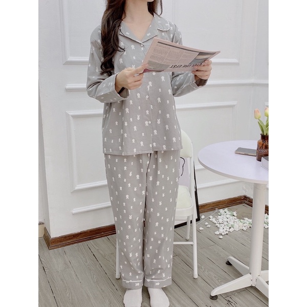BỘ PIJAMAS Bộ mặc nhà pijama chất dạ dày DÀI TAY HÀNG CAO CẤP
