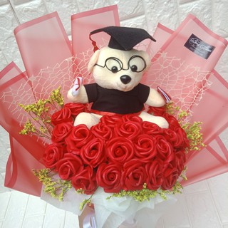 Bó Hoa Hồng Sáp Kèm Gấu Tặng Tốt Nghiệp