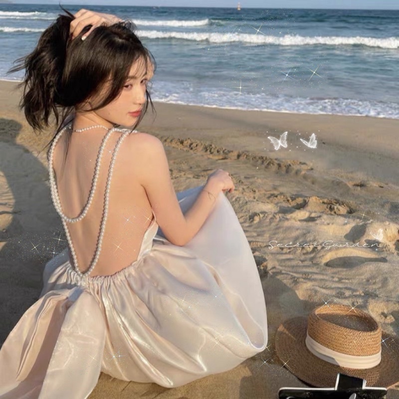 Đầm maxi hở lưng dây ngoc quyến rũ sexy dáng dài cổ tích Ulzzang