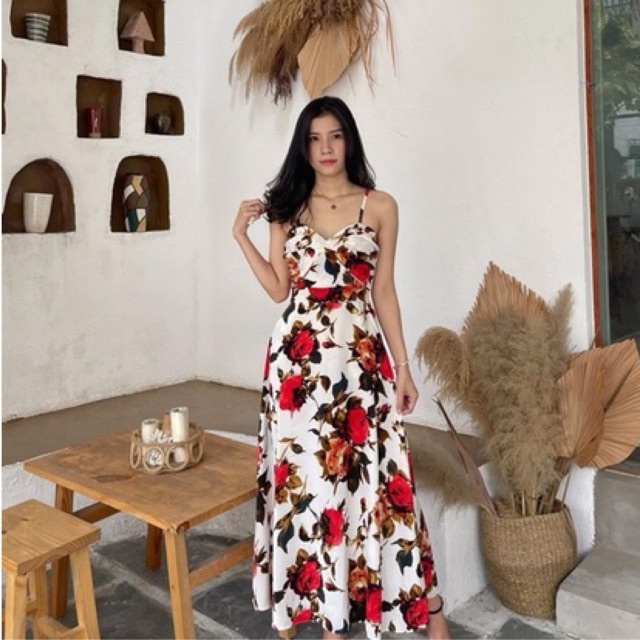 Đầm 2 dây xoắn nơ