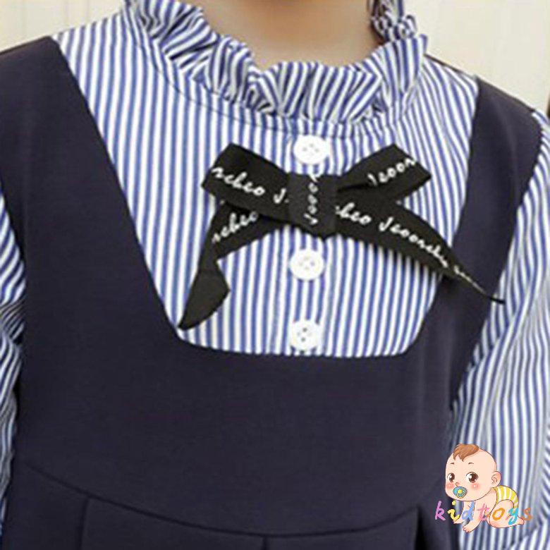 Đầm Công Chúa Giả Hai Lớp Họa Tiết Kẻ Sọc Xinh Xắn Cho Bé Gái