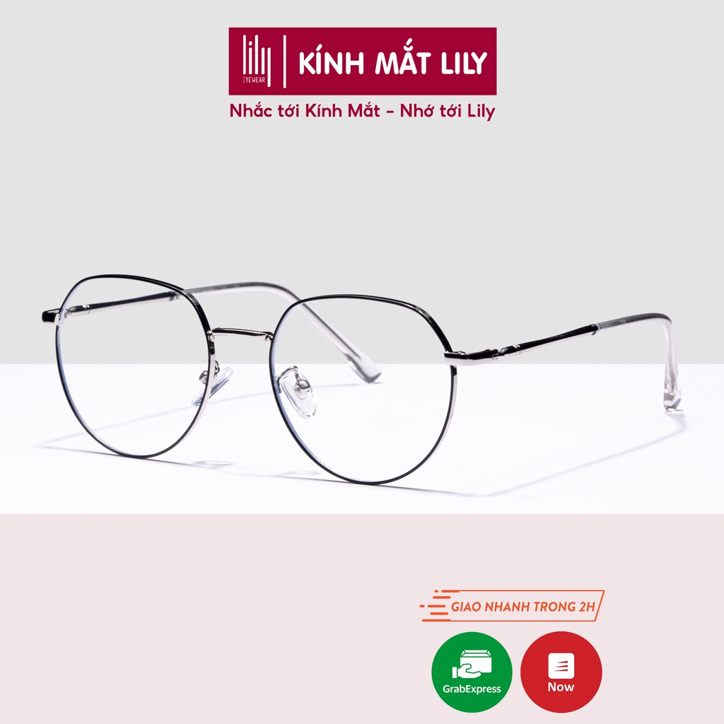 Gọng kính cận nam nữ LILYEYEWEAR mắt tròn kim loại màu sắc thời trang 5295