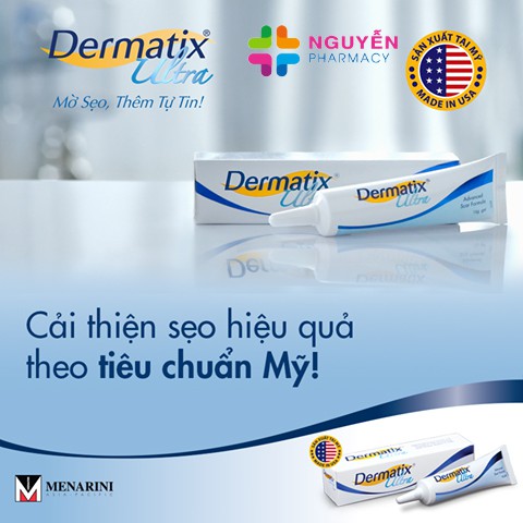 Kem mờ sẹo Dermatix Ultra nhập khẩu USA - làm phẳng và mờ sẹo lồi, sẹo thâm, sẹo phì đại, nám rạn da