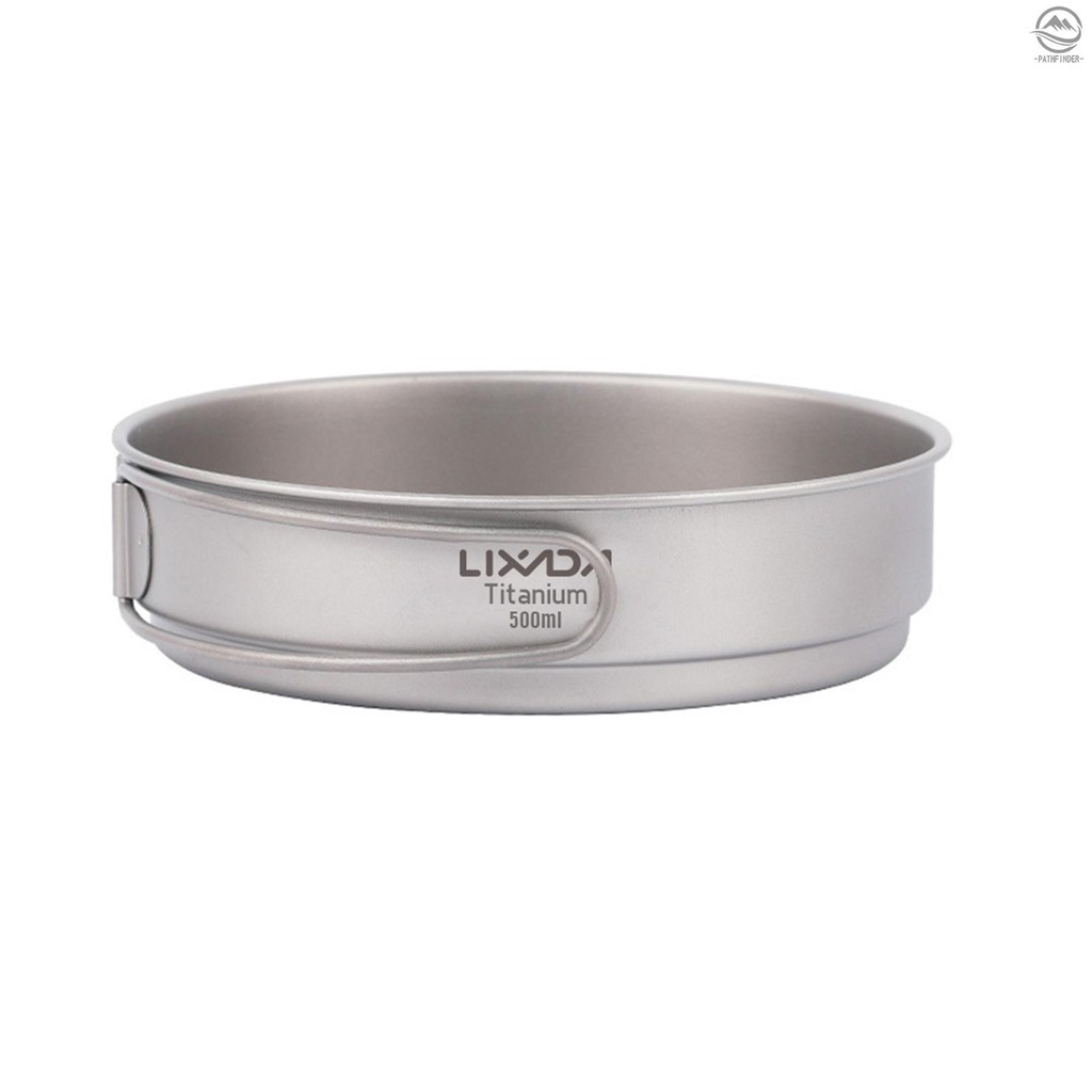 Chảo chiên đồ ăn Lixada bằng titan cực nhẹ có tay cầm gấp gọn dùng khi cắm trại/đi bộ đường dài ngoài trời