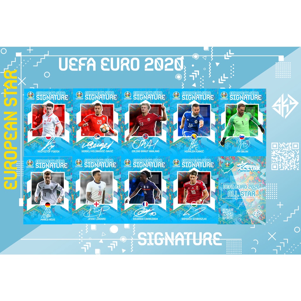 Thẻ Cầu Thủ Bóng Đá SKY Card EURO 20 SIGNATURE | Haaland Reus Szoboszlai Camavinga Piatek Savic Pjanic Oblak Lingard