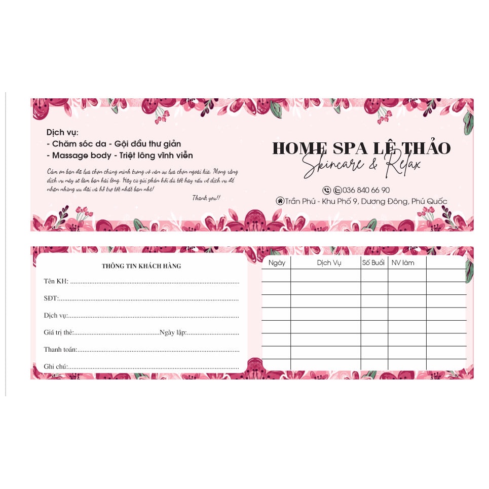 In 500 voucher/ card đôi / card gấp