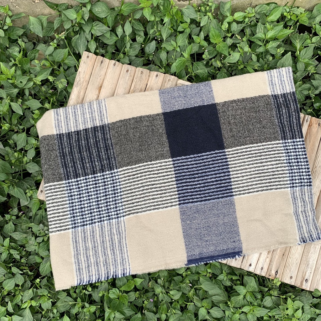 Khăn quàng cổ Han Quốc họa tiết caro mềm -SAM- Khăn choàng len nữ cao cấp