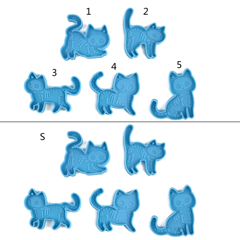 Khuôn Silicone Làm Móc Khóa Hình Mèo Sáng Bóng DIY