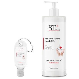 Combo gel rửa tay khô st beauty 500ml và gel rửa tay khô st beauty kiểu móc khóa gắn vào chùm chìa khóa xe & nhà 30ml