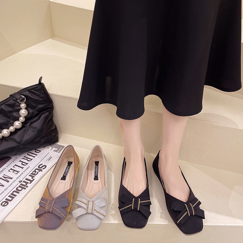 Giày Búp Bê Mũi Vuông Đế Bằng Phong Cách Mới Cho Nữ