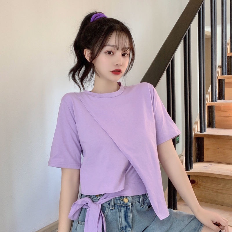 Áo thun ngắn tay IELGY phối dây độc đáo thời trang cho nữ