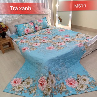 [FREE SHIP] Bộ chăn ga gối hè poly cotton 5 món (chăn trần bông 3 lớp,1 ga chun bọc nệm, 2 vỏ gối nằm, 1 vỏ gối ôm)
