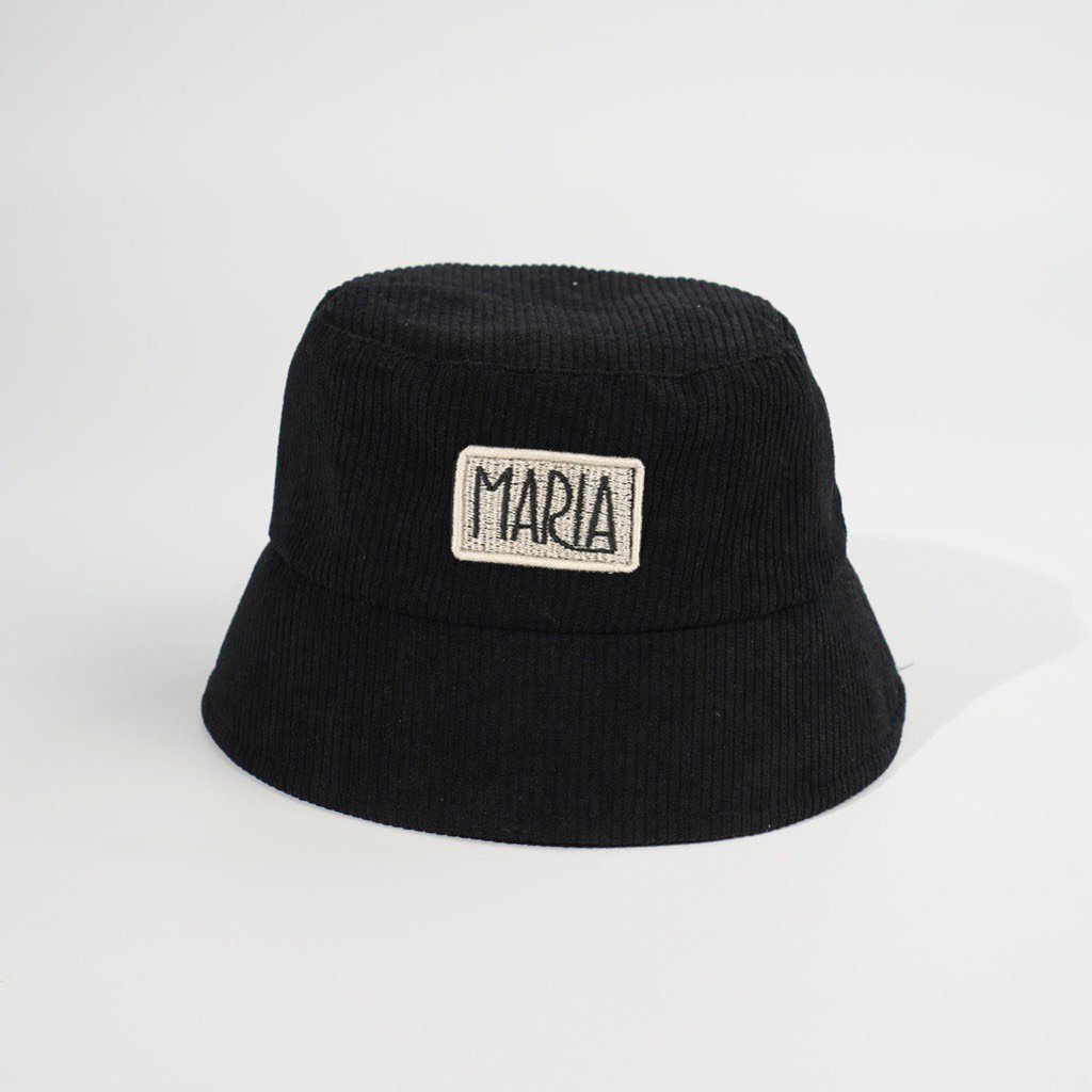 Mũ bucket vành cụp Nón tai bèo thêu Maria  chất nhung tăm cao cấp form unisex nam nữ