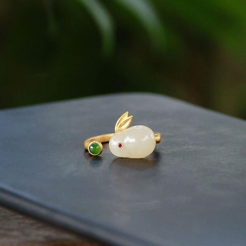 Nhẫn cổ phong nhẫn thỏ ngọc
