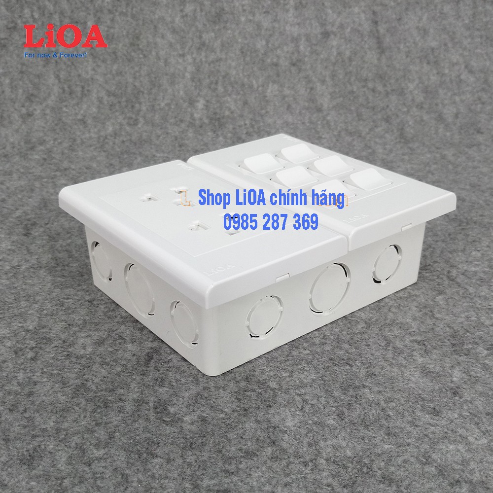 Combo ổ cắm điện đôi 3 chấu LiOA 16A 3520W + 6 công tắc điện - Lắp âm tường