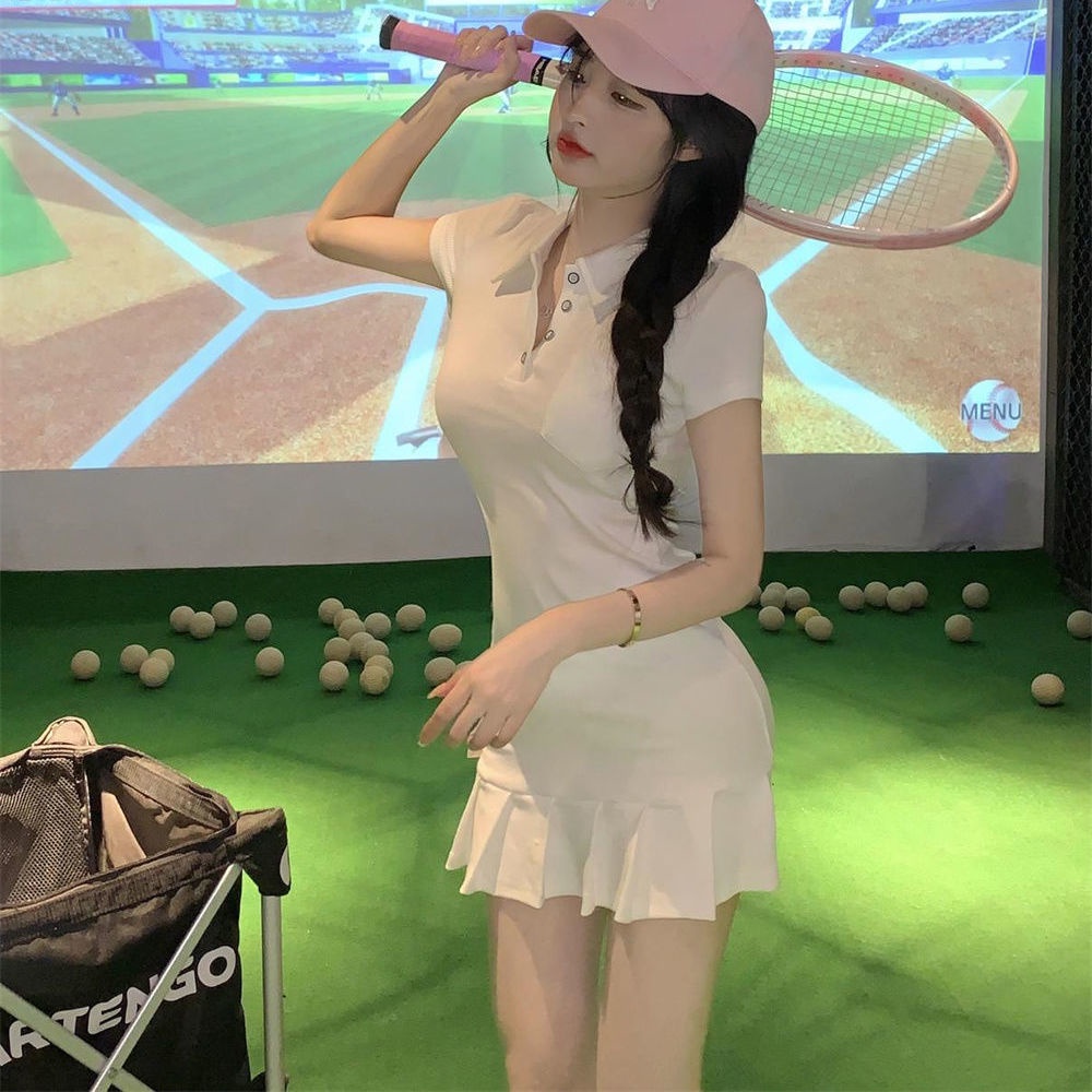 COZOK Đầm Tay Ngắn Cổ Bẻ Dáng Ôm Thời Trang Xinh Xắn Cho Nữ