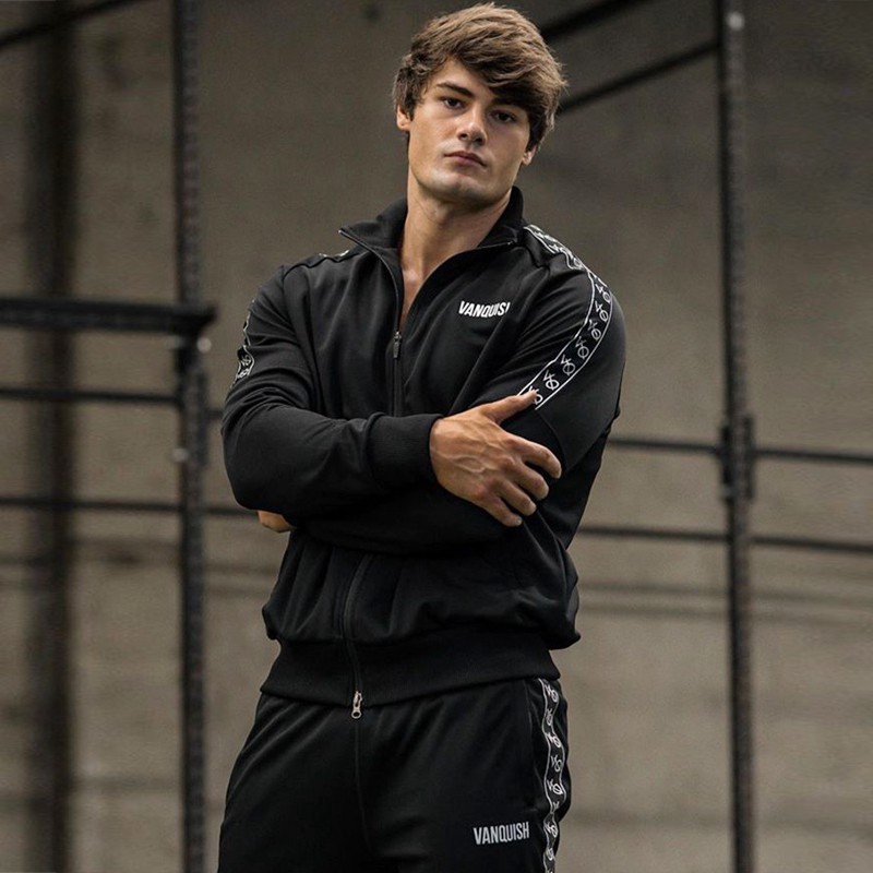 VQ Fashion Cotton Sports Stand Collar Zip Cardigan Gym Coat