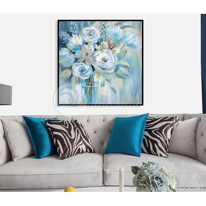 Tranh Treo Tường Hoa Mẫu Đơn Treo Phòng Khách/ Phòng Ngủ Tráng Gương