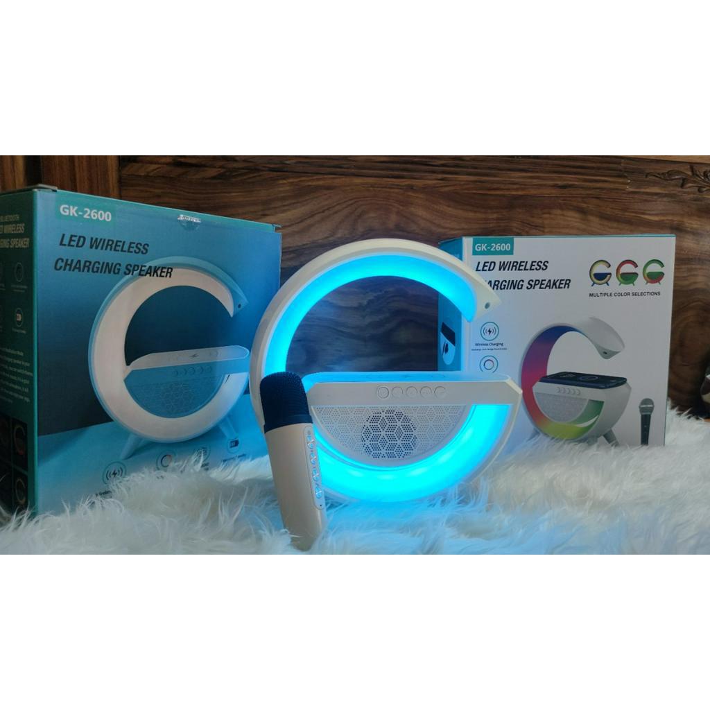 Loa Bluetooth Chữ G GK-2600 Chế Độ Led RGB Tích Hợp Sạc Không Dây, Loa hát karaoke kèm mic