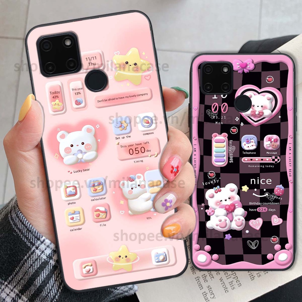 Ốp Realme C20 / C21Y hình đồng hồ icon gấu mèo cute cực dễ thương ngộ nghĩnh
