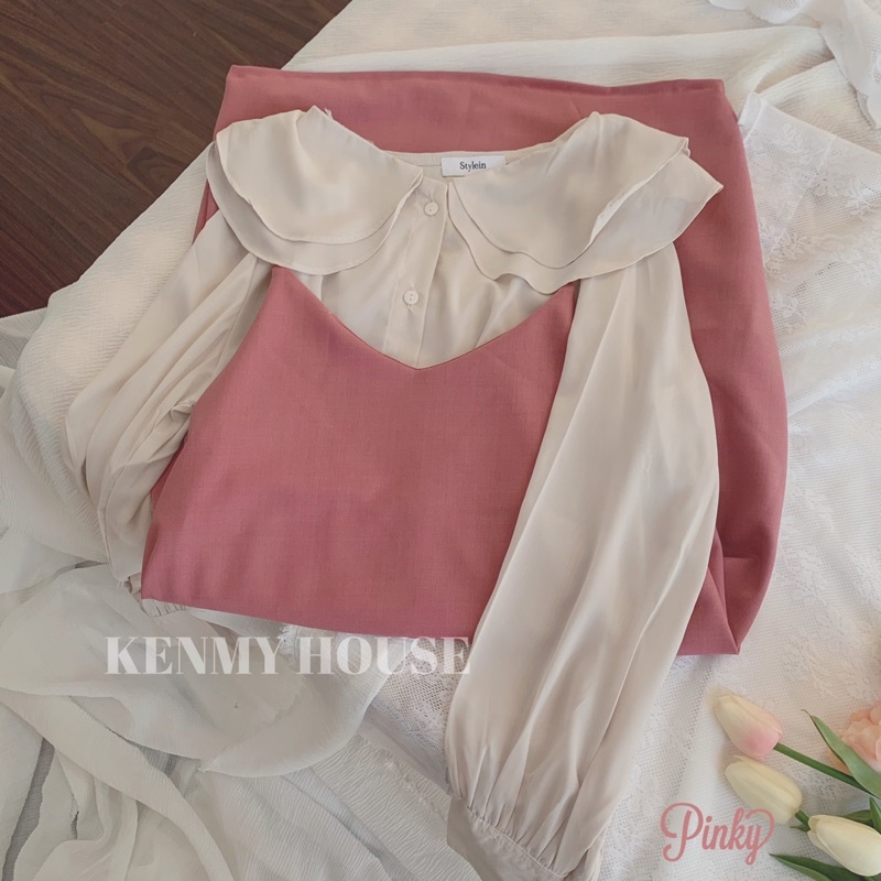 Set áo cổ sen yếm xinh 🎀