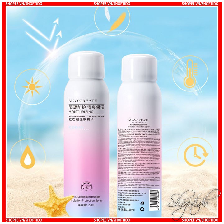 Xịt Chống Nắng Trắng Da M'ayCreate Moisturizing 150Ml Hàng Chính Hãng Nội Địa Trung NPP Shoptido | BigBuy360 - bigbuy360.vn