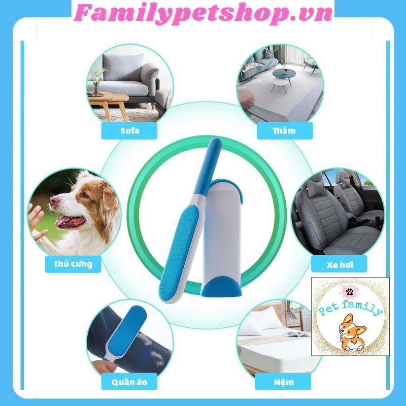 Bộ cây lăn chải hút bụi lông chó mèo - familypetshop.vn