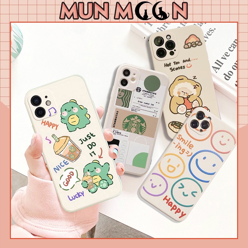 Ốp lưng iphone cạnh vuông nhiều hình Dino và Smile 6/6plus/6s/7/7plus/8/8plus/x/xr/xs/11/12/13/pro/max/plus/promax/Max