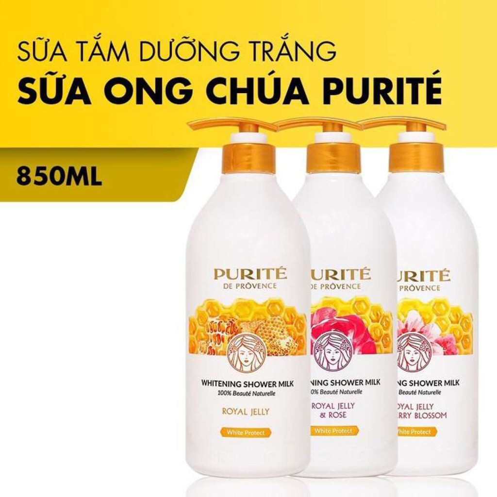 [TẶNG DƯỠNG THỂ] Sữa Tắm Sữa Ong Chúa PURITE BY PROVENCE 850ml Mẫu Mới