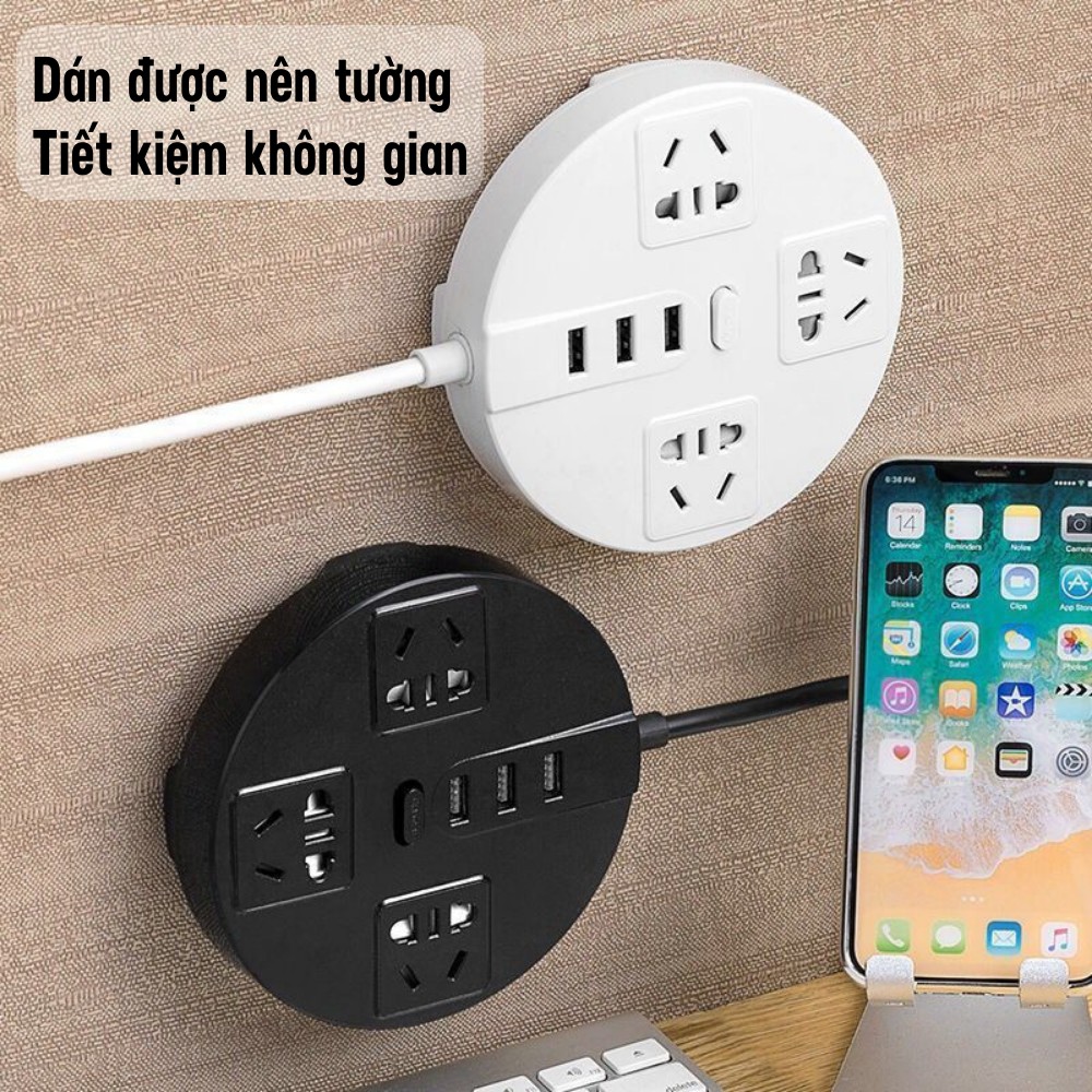 Ổ Điện, Ổ Cắm Điện Đa Năng Dây Dài Chống Giật 3 Cổng USB Tiện Lợi TIME HOME