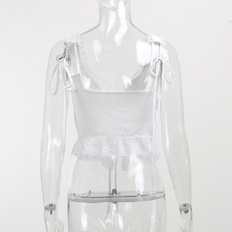 Áo Tank Top Hai Dây Cổ Chữ V Hở Lưng Phối Ren Thời Trang Cho Nữ