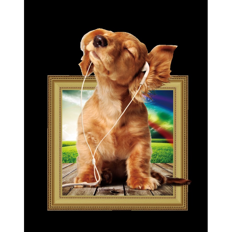 Decan dán tường đẹp, decan dán tường 3D, hình chú chó dễ thường 5008