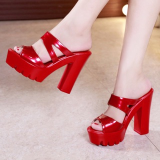 giày cao gót vuông hở mũi không quai sau 13cm size từ 32 đến 43 b0047
