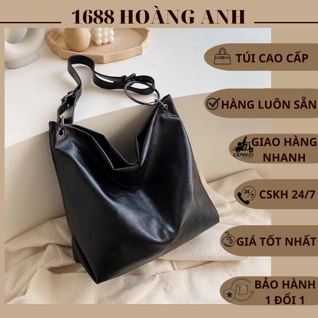 Túi xách nữ đẹp vừa A4, thời trang hàn quốc chất da đen trơn phối khóa tròn cá tính (Ảnh, clip thật)