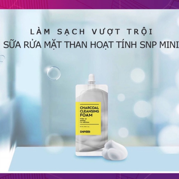 Gói Sữa Rửa Mặt Dạng Bọt Than Hoạt Tính Sạch Sâu, SNP Mini Charcoal Cleansing Foam, M80