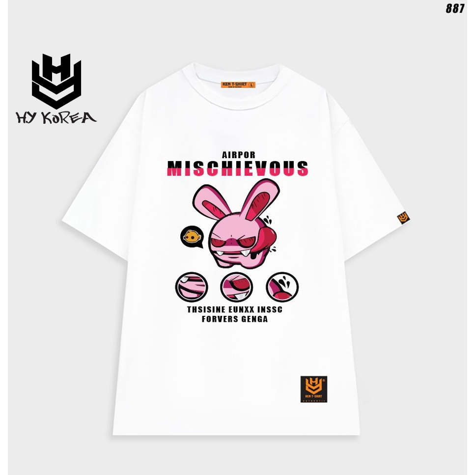 Áo thun nam nữ Thỏ hồng Mischievous 887 HY KOREA unisex
