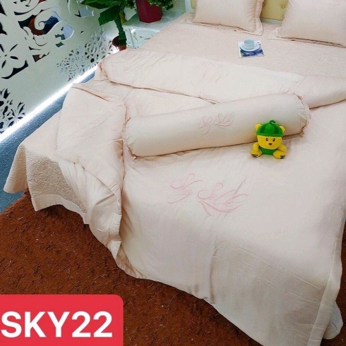 Bộ Chăn ga gối Lụa SKY 5 món thượng hạng, cao cấp SKY SILK MỚI