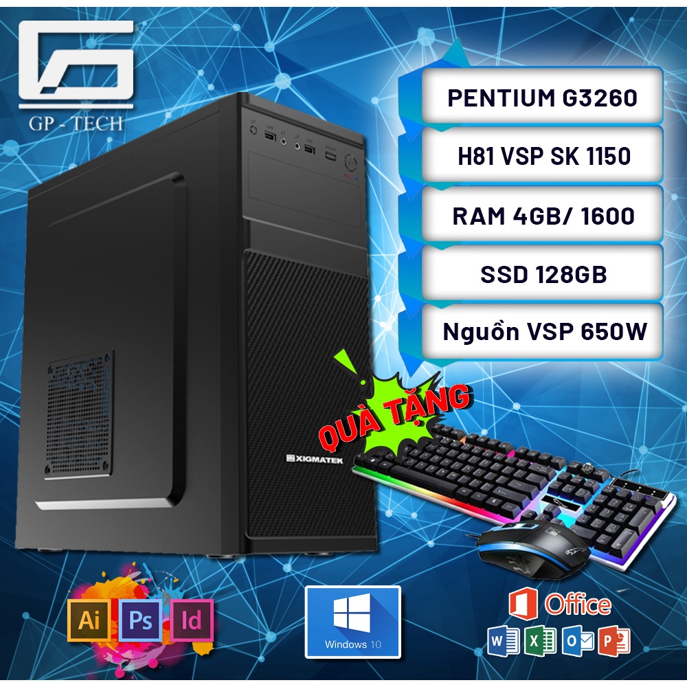 Thùng máy tính văn phòng SSD 128GB Học Tập Giải Trí OFFICE