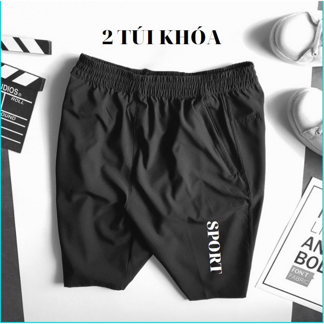 Quần đùi sport nam, quần short gió thể thao 2 túi khóa