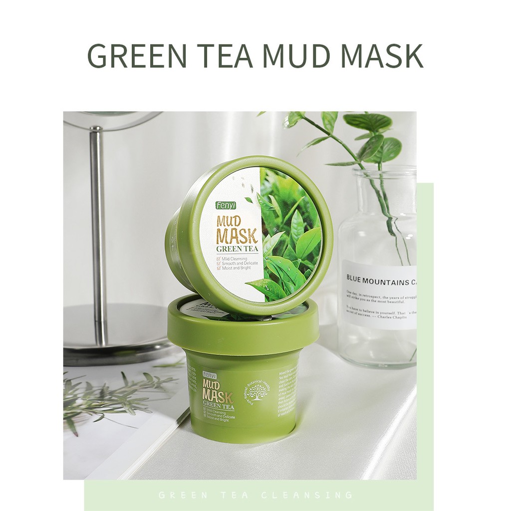 Mặt nạ bùn đất sét trà xanh giảm mụn làm sạch lỗ chân lông sáng da Fenyi 100g