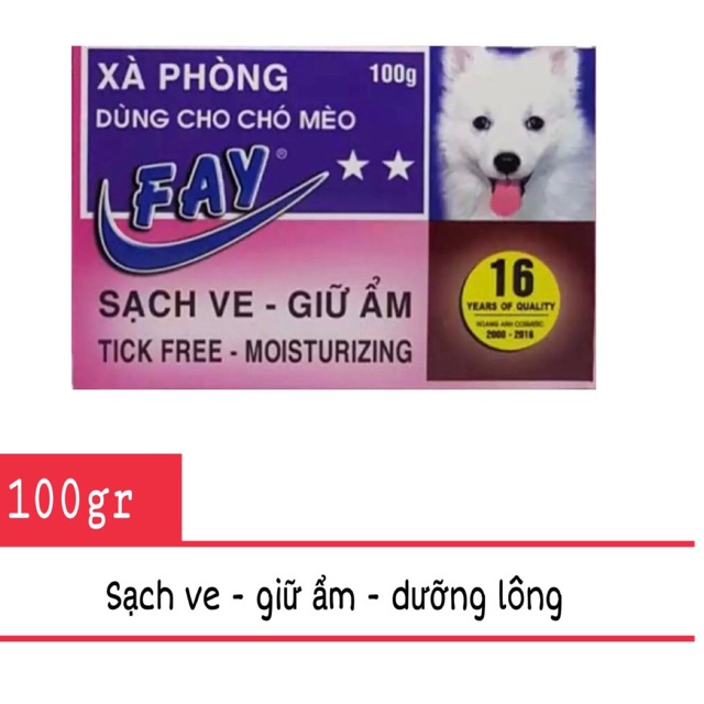 Xà phòng tắm trị ve, bọ chét, dưỡng lông cho chó mèo - Fay 2 sao 100g Hồng