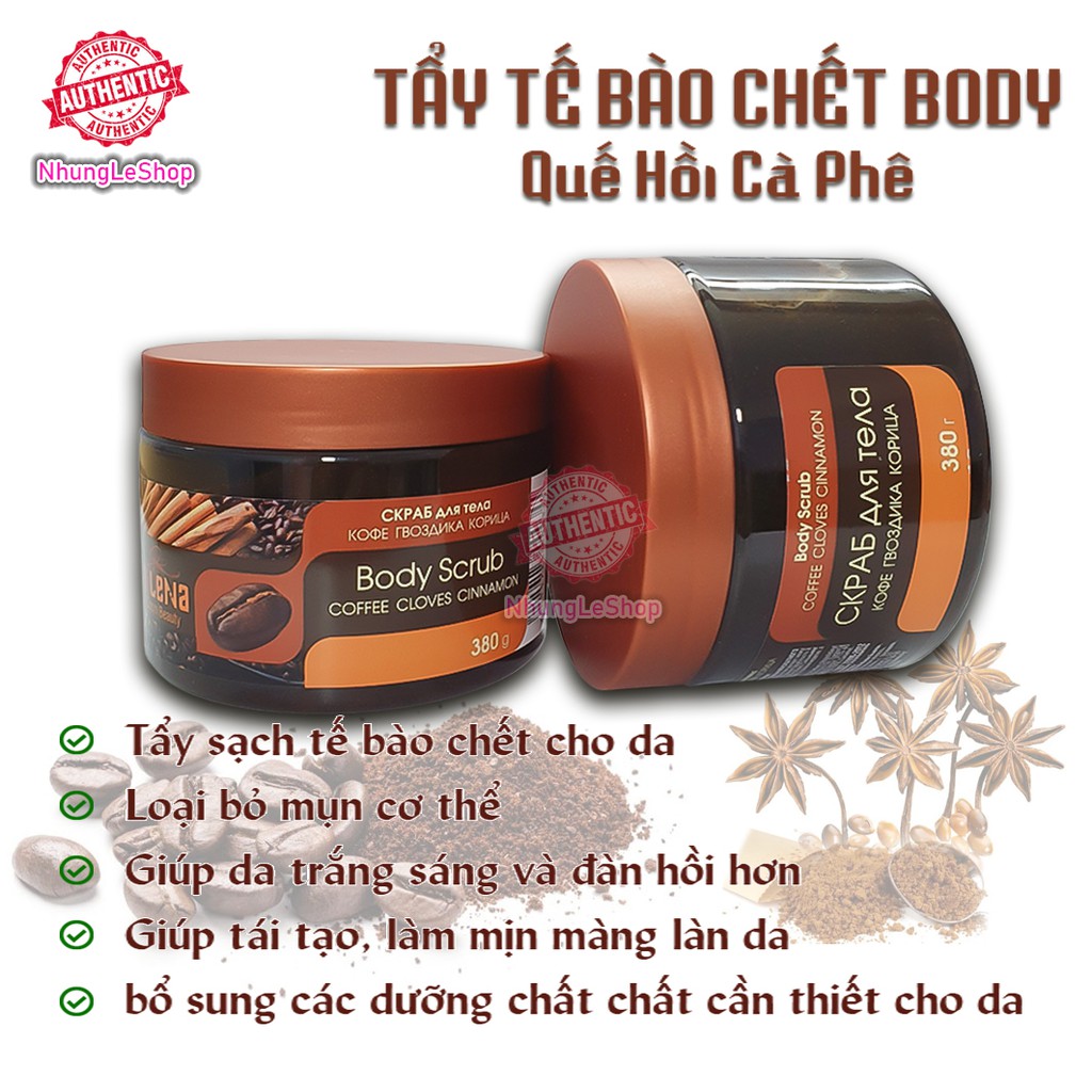 Auth Tẩy Da Chết Tế Bào Chết Toàn Thân Quế Hồi Cà Phê Nga 380g Hàng Nga