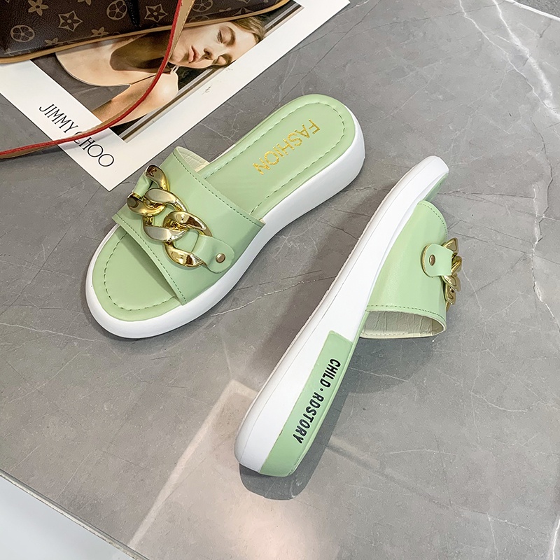 Dép quai ngang IELGY đế bằng mũi tròn thời trang đi biển cho nữ